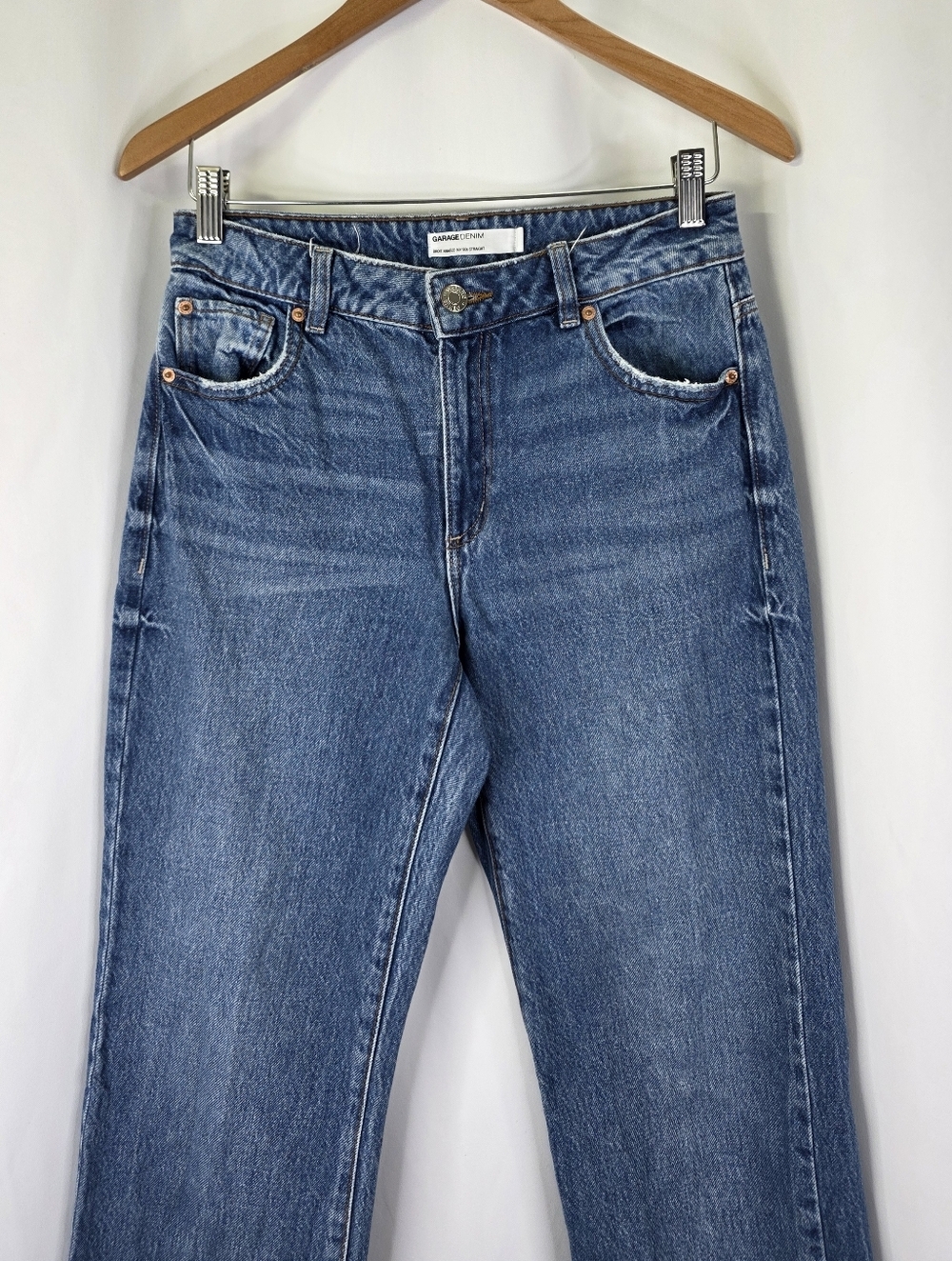 Garage Denim Juniors Size 3 90s Straight Jeans Washed Charlie Blue Mid Cotton - Picture 3 of 15
